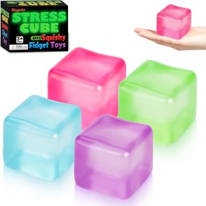 4 Pcs Stress Cube Glow in The Dark. Slow Rising Squishy Fidget Toys for Adults Teens Boys Girls Anxiety Relief Squeeze Stress Balls Sensory Toys for Kids with Autism Party Favors Gifts : Toys & Games