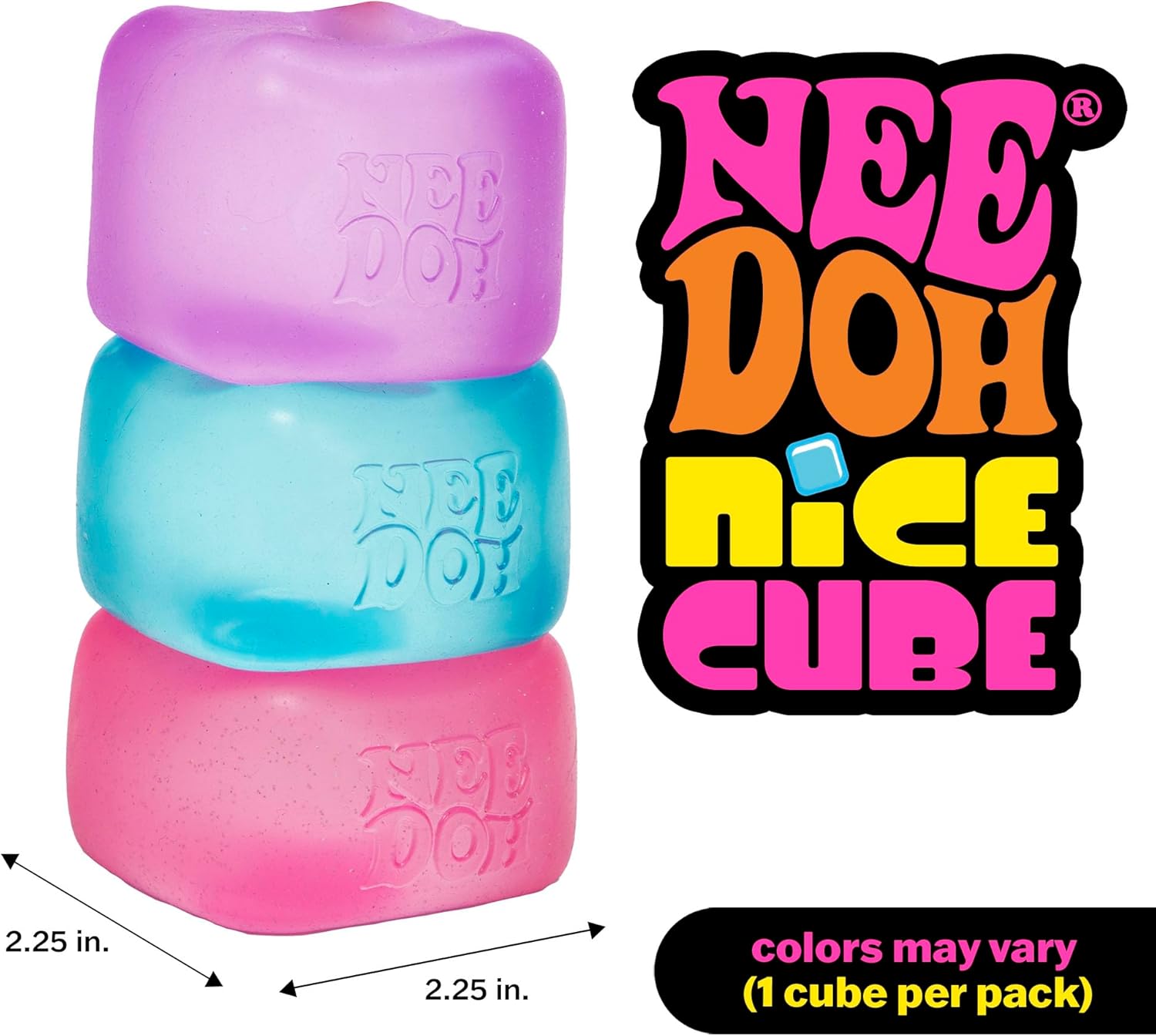 Schylling Needoh Nice Cube - Sensory Squeeze Toy with Super Solid Squish - 2.25 Cube - Colors May Vary (Pack of 1) - Bilingual Packaging : Toys & Games - Image 4