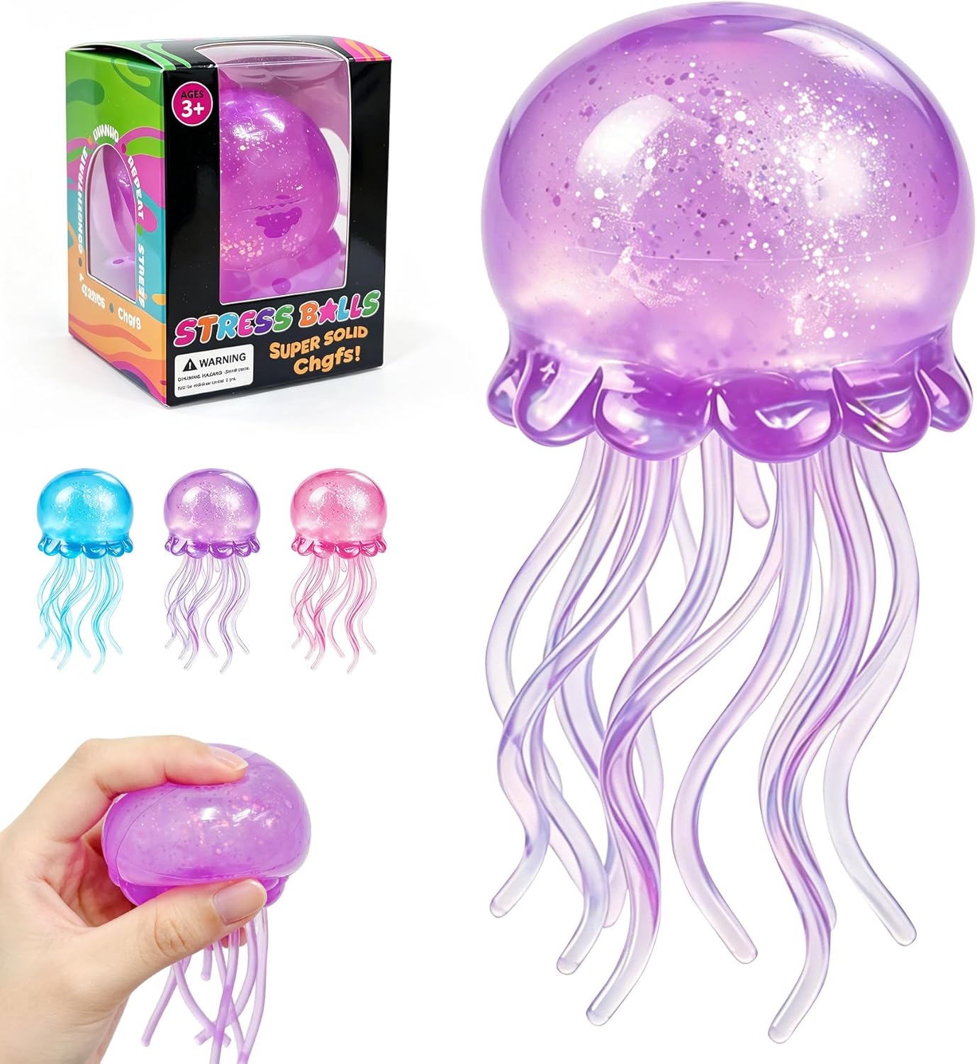 Jellyfish Squeeze Toy.2.16inch Jellyfish Squishy Malt Sugar Balls Filled Squishy Sensory Fidget Toy.Ultra Soft Moldable Slow Rise Stress Relief Toy for Adults Anxiety Relief(Purple) : Grocery & Gourmet Food