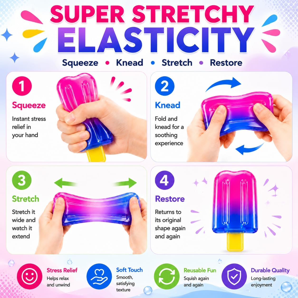 3 Pack Popsicle Squishy Toys ?C Slow Rising Ice Cream Stress Relief Fidget Squeeze Ball. Summer Party Favor & Birthday Gift for Kids Adults. Soft Sensory Desk Toy : Toys & Games - Image 3