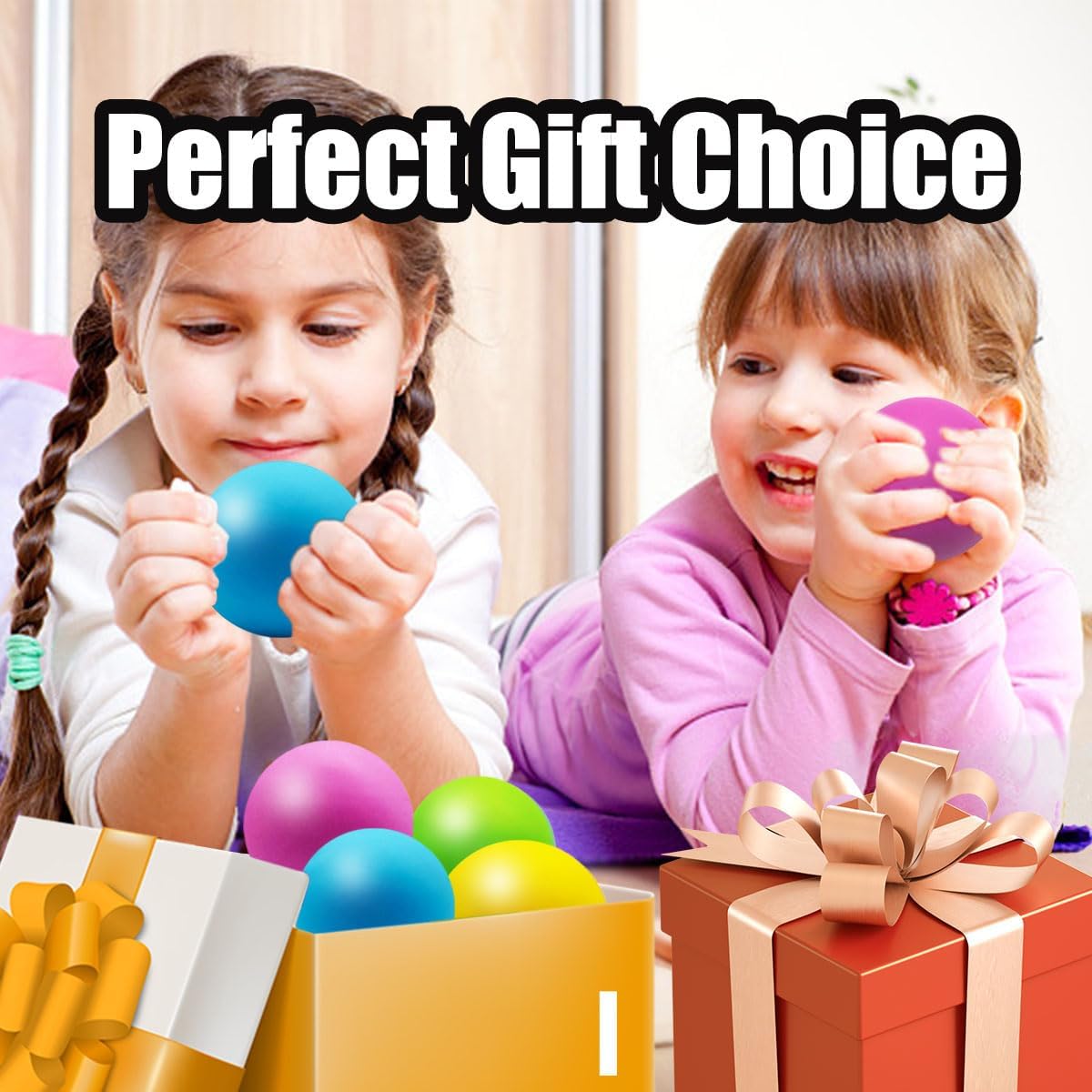 Eutreec Stress Ball Toys Color Changing - Sensory Squeeze Toys Squishy Balls for Teens Kids and Adults Stress Relief Balls for Easter Stocking Party Bundle - 4 Pack(Green/Yellow/Blue/Pink) : Toys & Games - Image 5