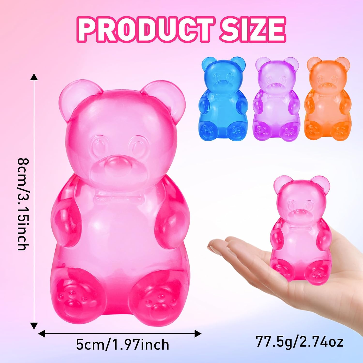 Gummy Bear Squishy. Stress Bear Taba Squishy. Taba Squishy Toys for Kids. Stress Balls Valentines Day Gifts Birthday Gifts Party Favors-Rosy : Toys & Games - Image 3