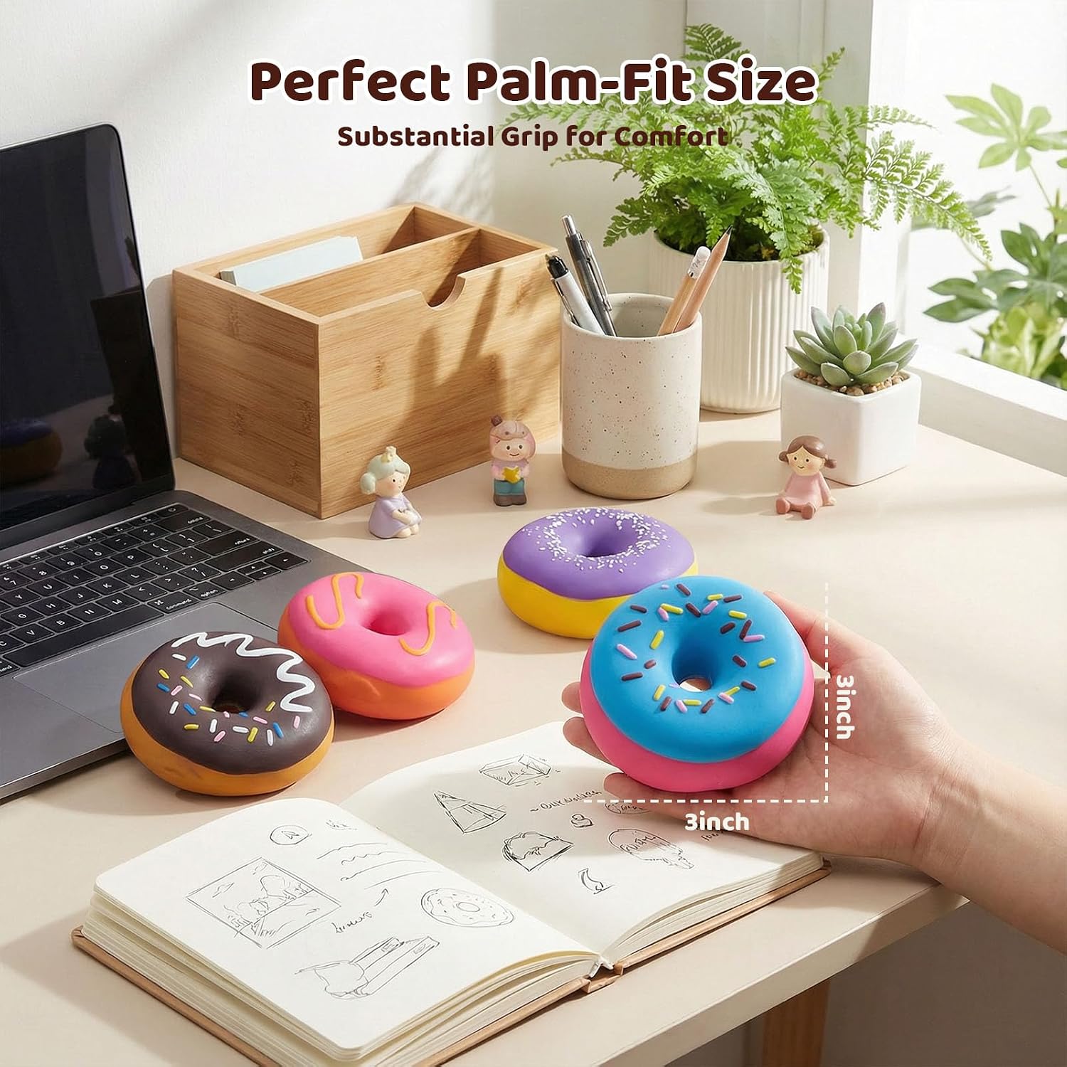 LovesTown 4PCS Donut Stress Ball - Artificial Donut Sensory Toys for Birthday Party Favors. Photo Props & Display : Toys & Games - Image 3